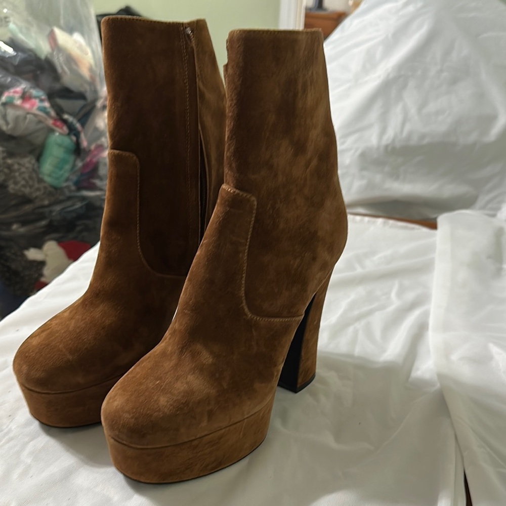 Brown Suede Women's Platform Boots